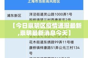 【今日崇明区疫情通报最新,崇明最新消息今天】