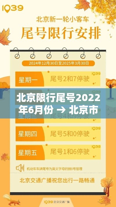 北京限行尾号2022年6月份 → 北京市车辆尾号限行查询