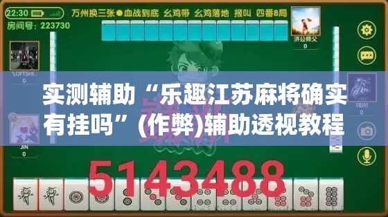 实测辅助“乐趣江苏麻将确实有挂吗”(作弊)辅助透视教程