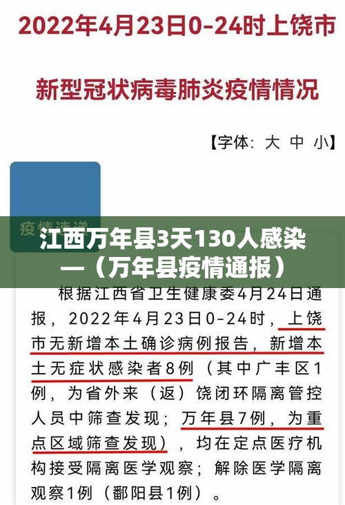 江西万年县3天130人感染—(万年县疫情通报) 江西万年县3天130人感染—(万年县疫情通报)