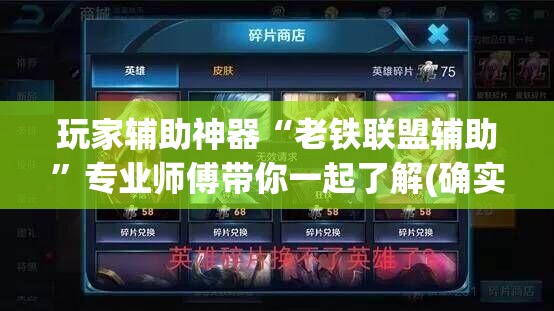 玩家辅助神器“老铁联盟辅助”专业师傅带你一起了解(确实有挂